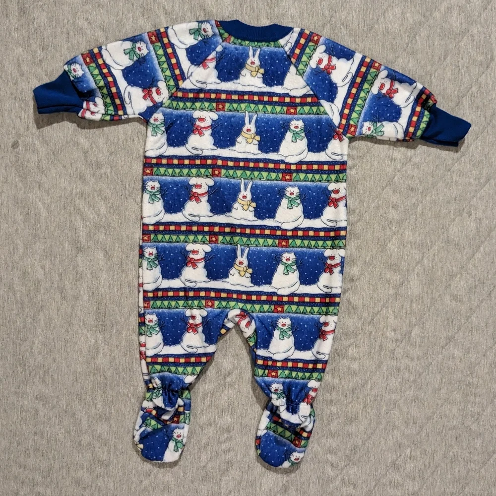 Vintage Carter's One-piece Zip-up Flannel 0-6m